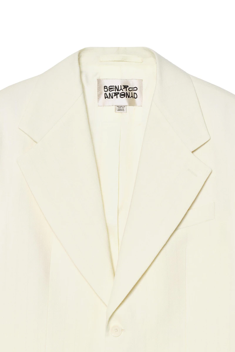 OVERSIZED FIT HERRINGBONE LINEN-WOOL SUIT BLAZER