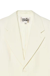 OVERSIZED FIT HERRINGBONE LINEN-WOOL SUIT BLAZER