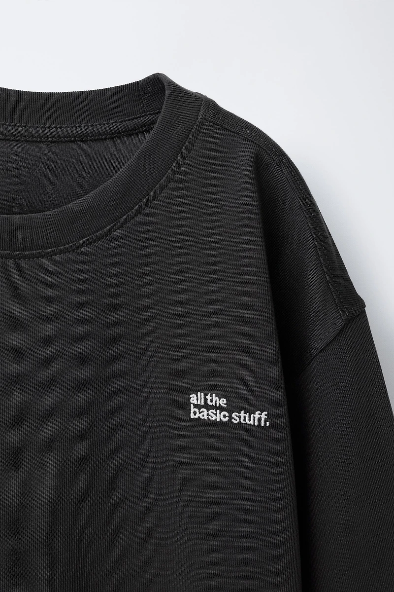 HEAVYWEIGHT EMBROIDERED TEXT T-SHIRT