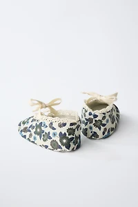 BALLET FLATS WITH BOW AND FLOWERS