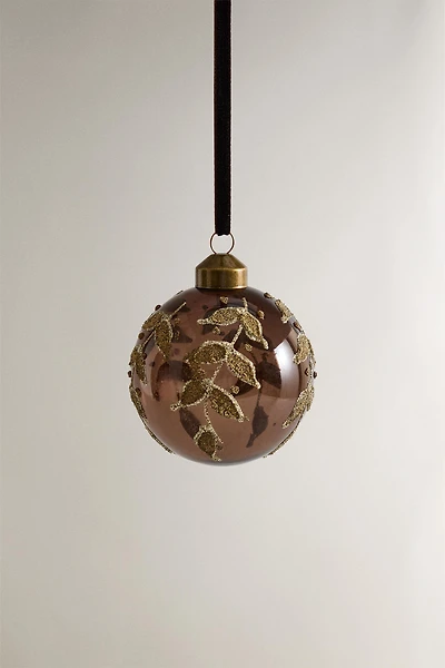 DÉCORATION SAPIN BOULE VERRE FEUILLES NOËL