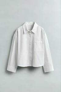 CHEMISE EN POPELINE À POCHE