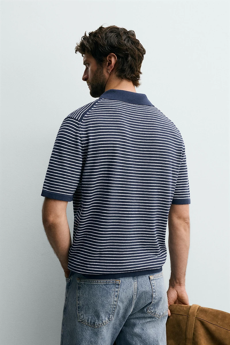 STRIPED JACQUARD KNIT POLO
