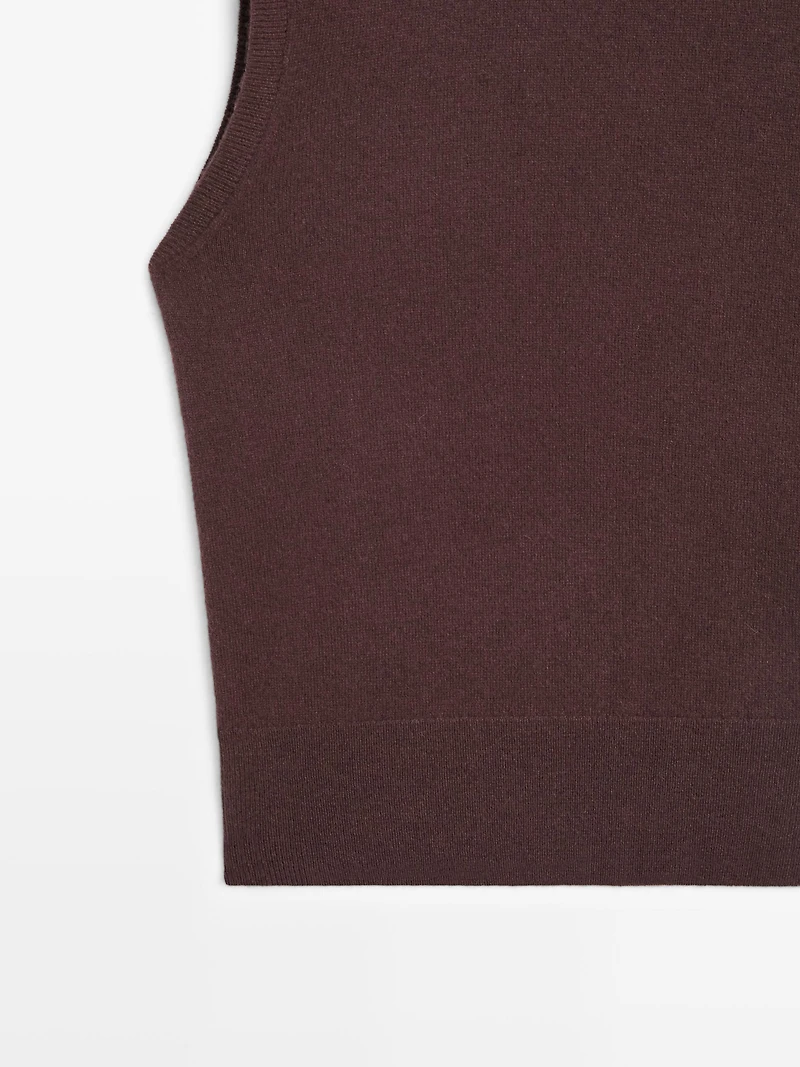 Veste sans manches en maille 100 % cachemire