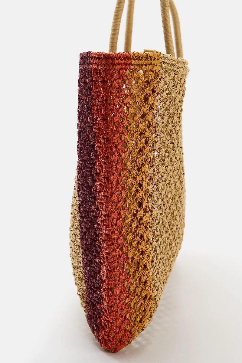 SAC SHOPPER EFFET TRESSÉ EN MATIÈRES VARIÉES