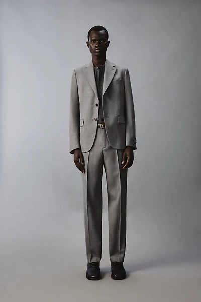SLIM FIT STRUCTURED SUIT PANTS