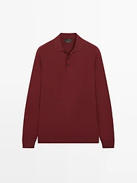 Cotton knit polo sweater