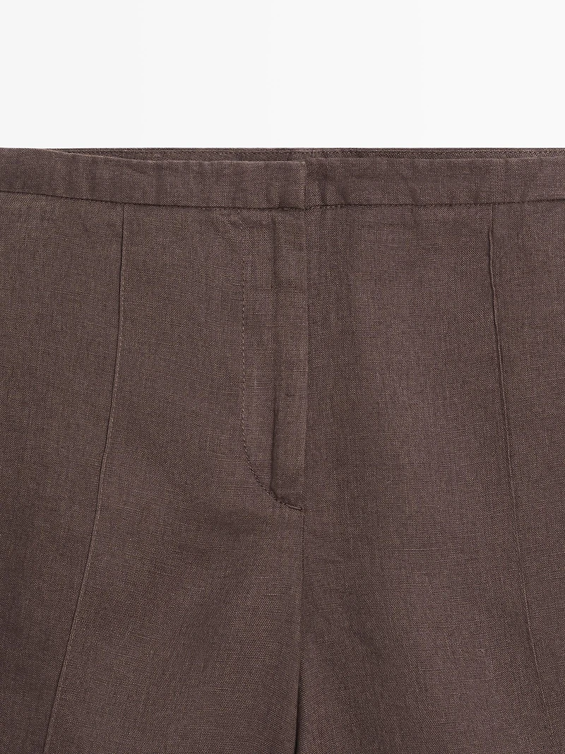 100% linen short Bermuda shorts