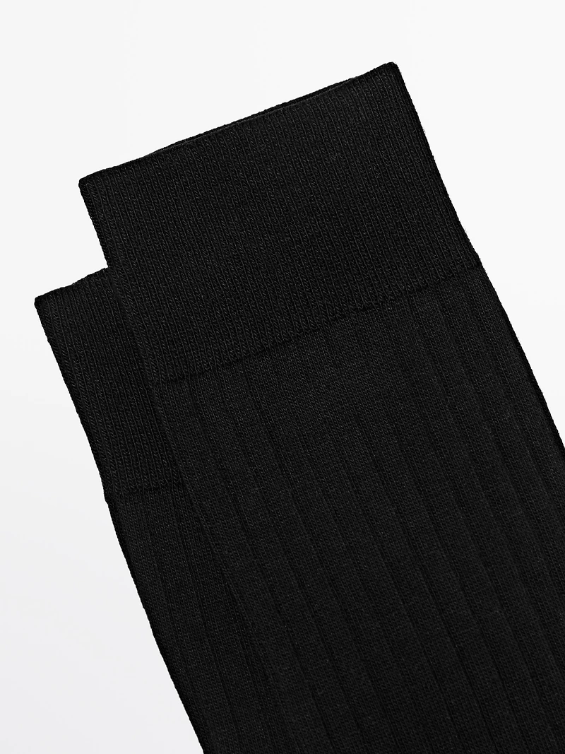Ribbed cotton blend socks