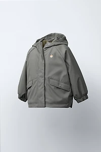 WATER-RESISTANT RUBBERIZED FLEECE-LINED RAINCOAT