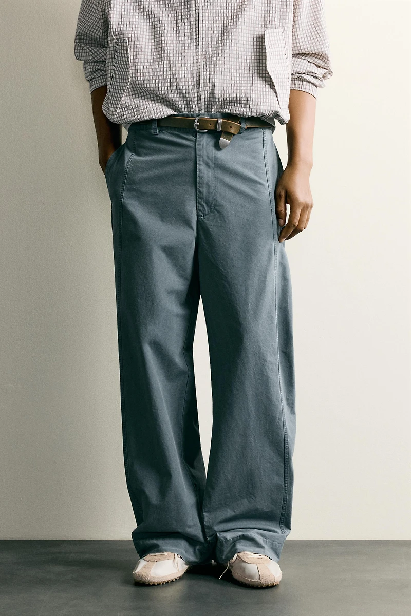 WASHED RELAXED FIT PANTS WITH TABS
