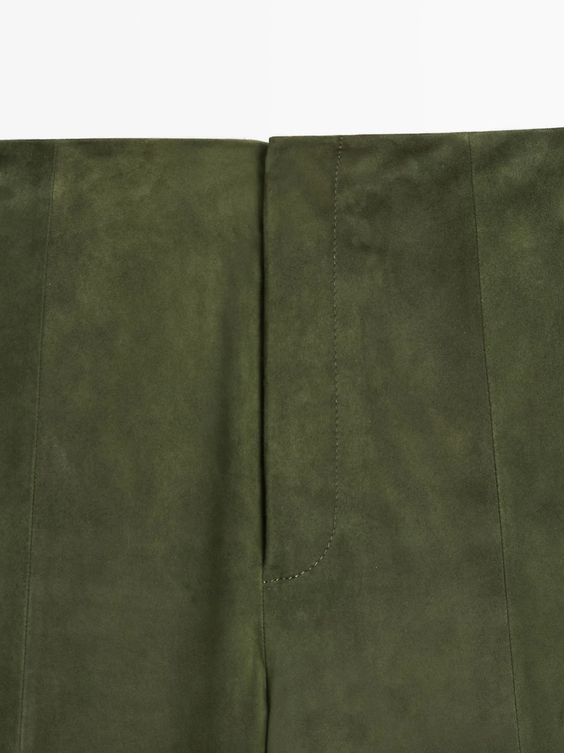 Pantalon large en cuir finition daim - STUDIO