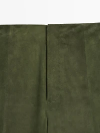 Pantalon large en cuir finition daim - STUDIO