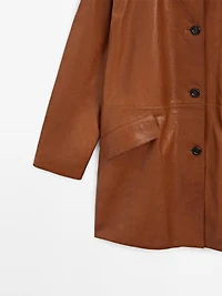 Manteau long en cuir nappa