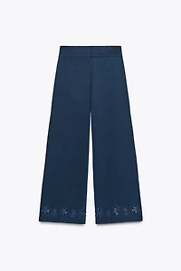 KNIT PANTS WITH OPENWORK EMBROIDERY
