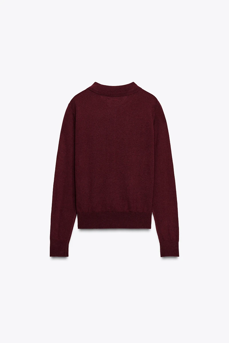 PLAIN KNIT POLO SWEATER