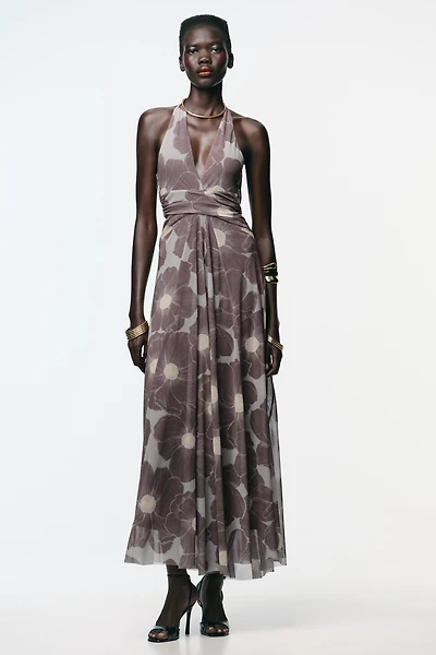 ROBE LONGUE TULLE IMPRIMÉ AJOURÉE