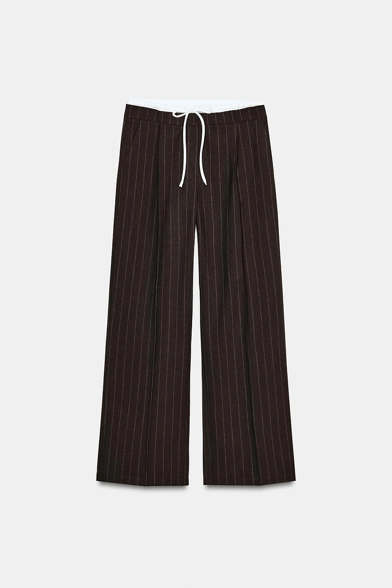 WIDE LEG PANTS WITH DOUBLE WAISTBAND