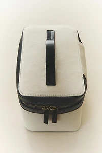 RIGID CANVAS AND LEATHER MAKEUP BAG