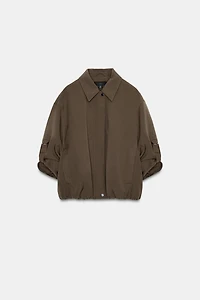 TABBED SLEEVE BOMBER JACKET