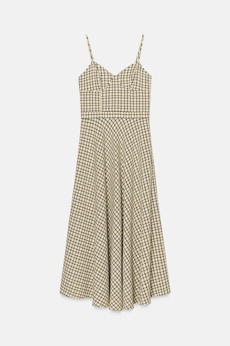 ROBE MI-LONGUE À BRETELLES CARREAUX