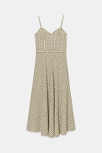 ROBE MI-LONGUE À BRETELLES CARREAUX