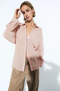 Flowing ramie pocket shirt