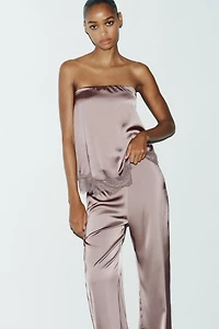 HIGH-WAISTED SATIN PANTS