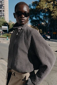 HOUNDSTOOTH PADDED BOMBER JACKET