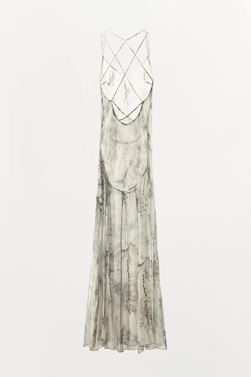 PRINT DRESS WITH BACK STRAPS
