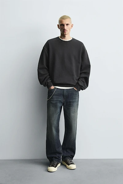 WASHED HERRINGBONE EFFECT SWEATSHIRT