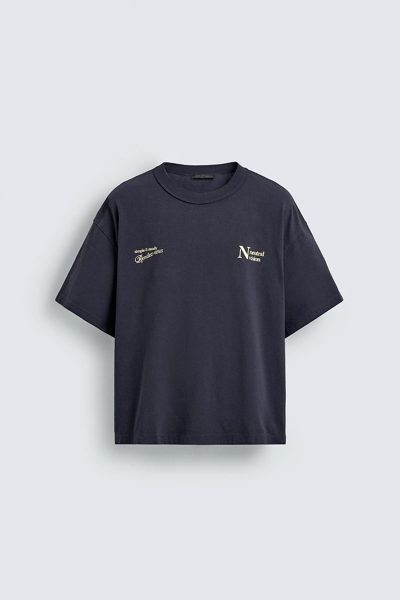CONTRASTING TEXT PRINT T-SHIRT