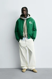 CONTRAST EMBROIDERY BOMBER JACKET