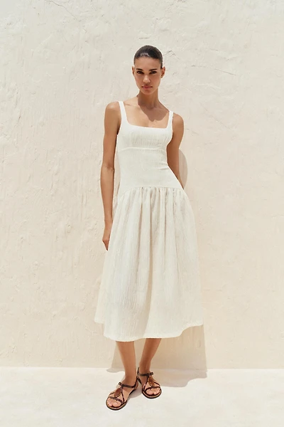TEXTURED STRAPPY DRESS