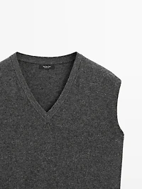 Veste sans manches en maille à col V