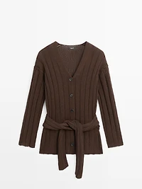 Knit cardigan with waist detail
