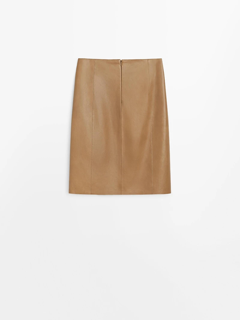 Nappa leather mini skirt