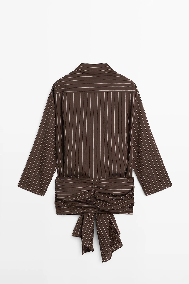 Striped shirt with scarf detail