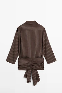 Striped shirt with scarf detail