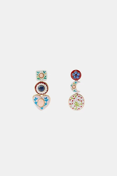 TRIPLE HEART MOON STONE EARRINGS