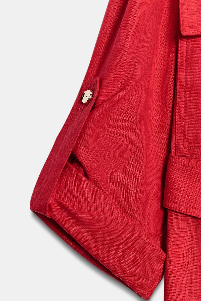 LINEN BELTED SAFARI JACKET