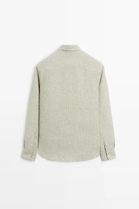 100% linen regular fit striped shirt