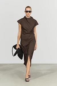 Robe drapée en popeline 100 % coton