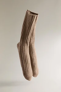 CASHMERE SOCKS WITH LEATHER SOLE