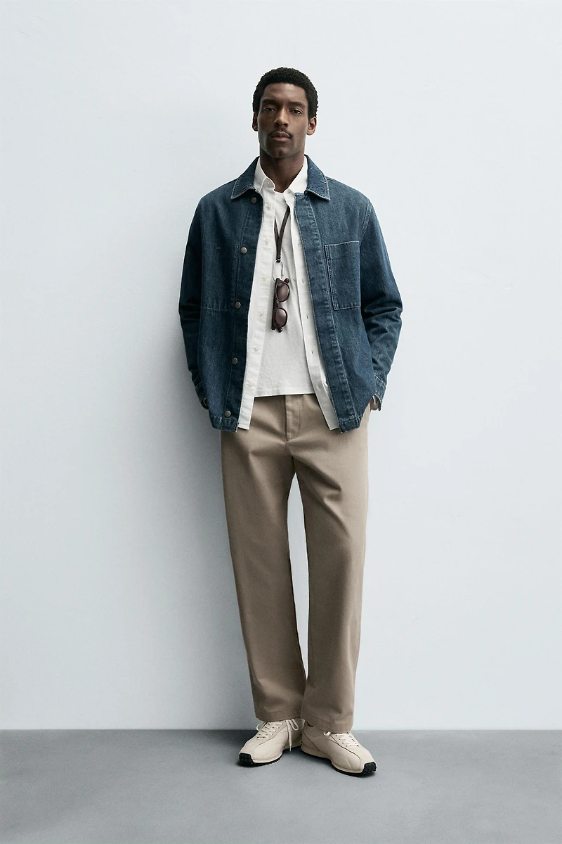 TEXTURED STRAIGHT FIT PANTS