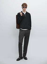 Merino wool knit polo sweater