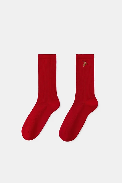 GILDA EMBROIDERED MICRO RIB SOCKS