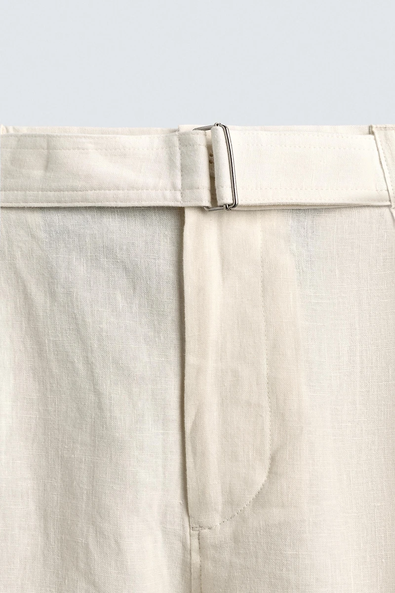 PANTALON RELAXED FIT 100% LIN AVEC CEINTURE