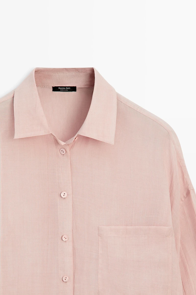 Flowing ramie pocket shirt