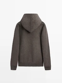 Veste double épaisseur à capuche en laine mélangée